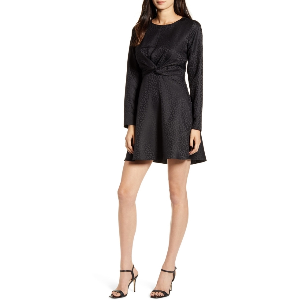 Chealsea28 Twist Front Satin Jacquard Dress